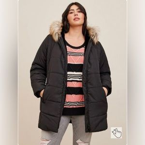 Plus Snow Jacket: Nylon Fit and Flare Puffer